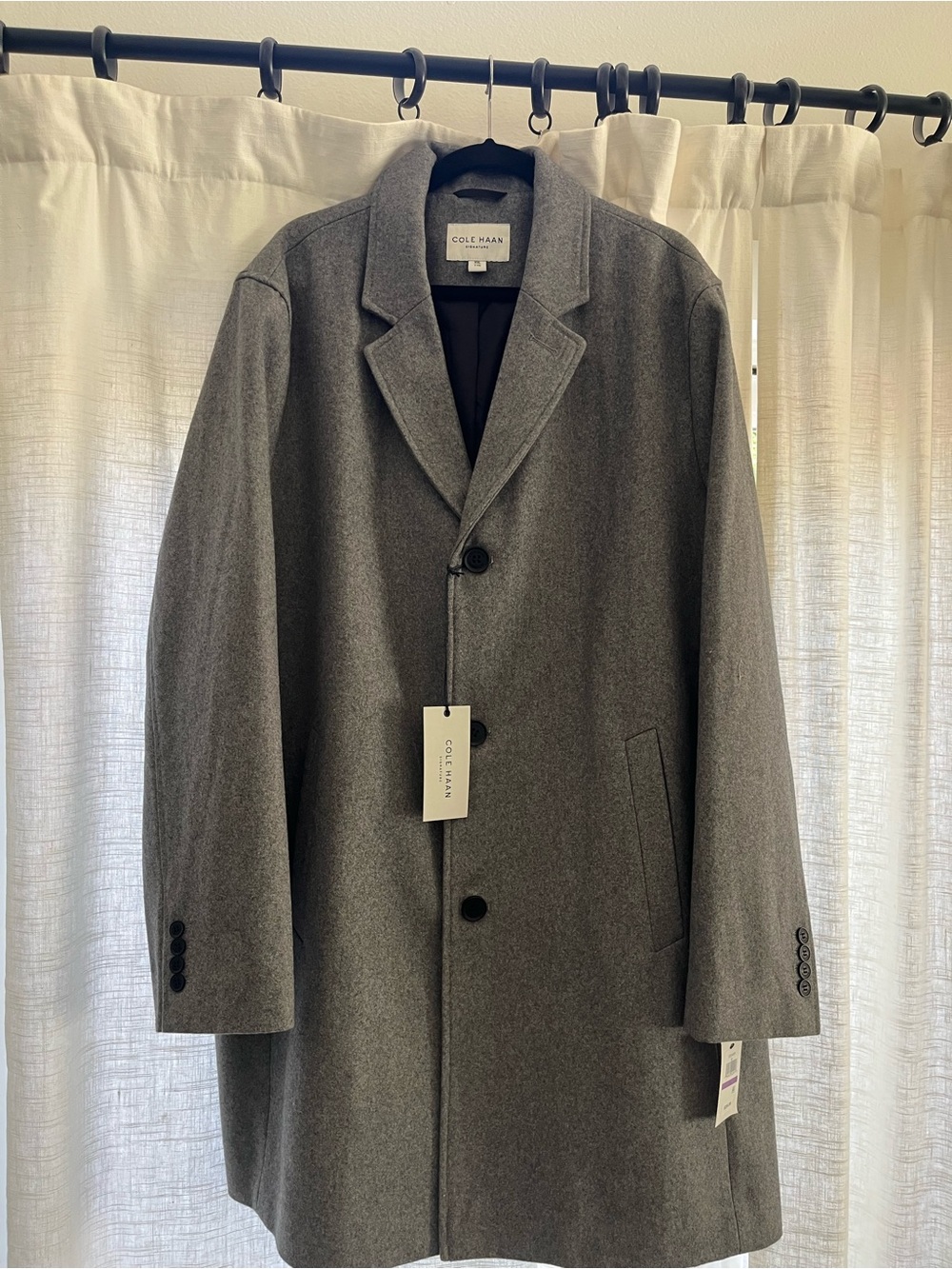 Cole Haan Men's Melton Classic-Fit Topcoat - NWT. Wool Blend Coat.